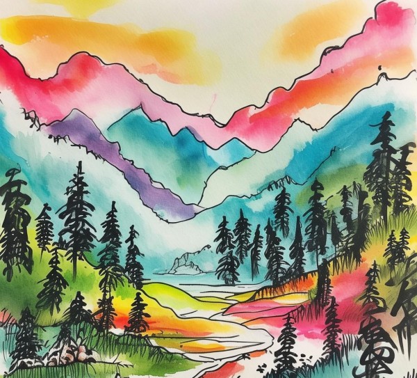 童趣盎然，一年级学生山行书法作品自然画卷赏析
