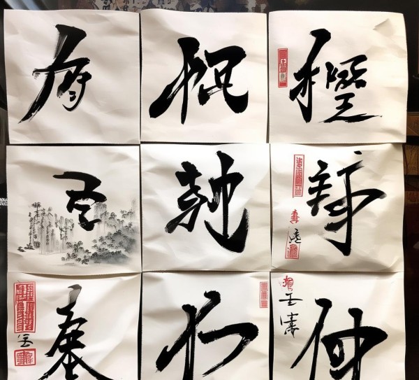 九宫格书法动态画卷，传统艺术魅力再现