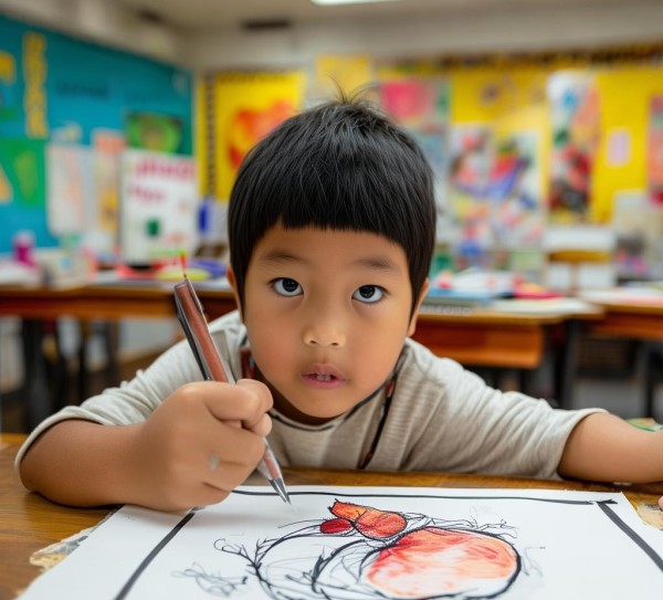 硬笔楷书课程中的杨桃描绘，二年级孩子的艺术启蒙之旅