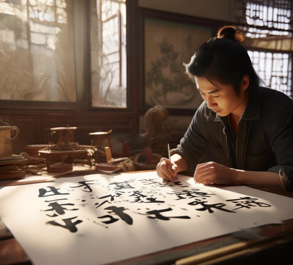 四字书法创作解析，生活热爱之道